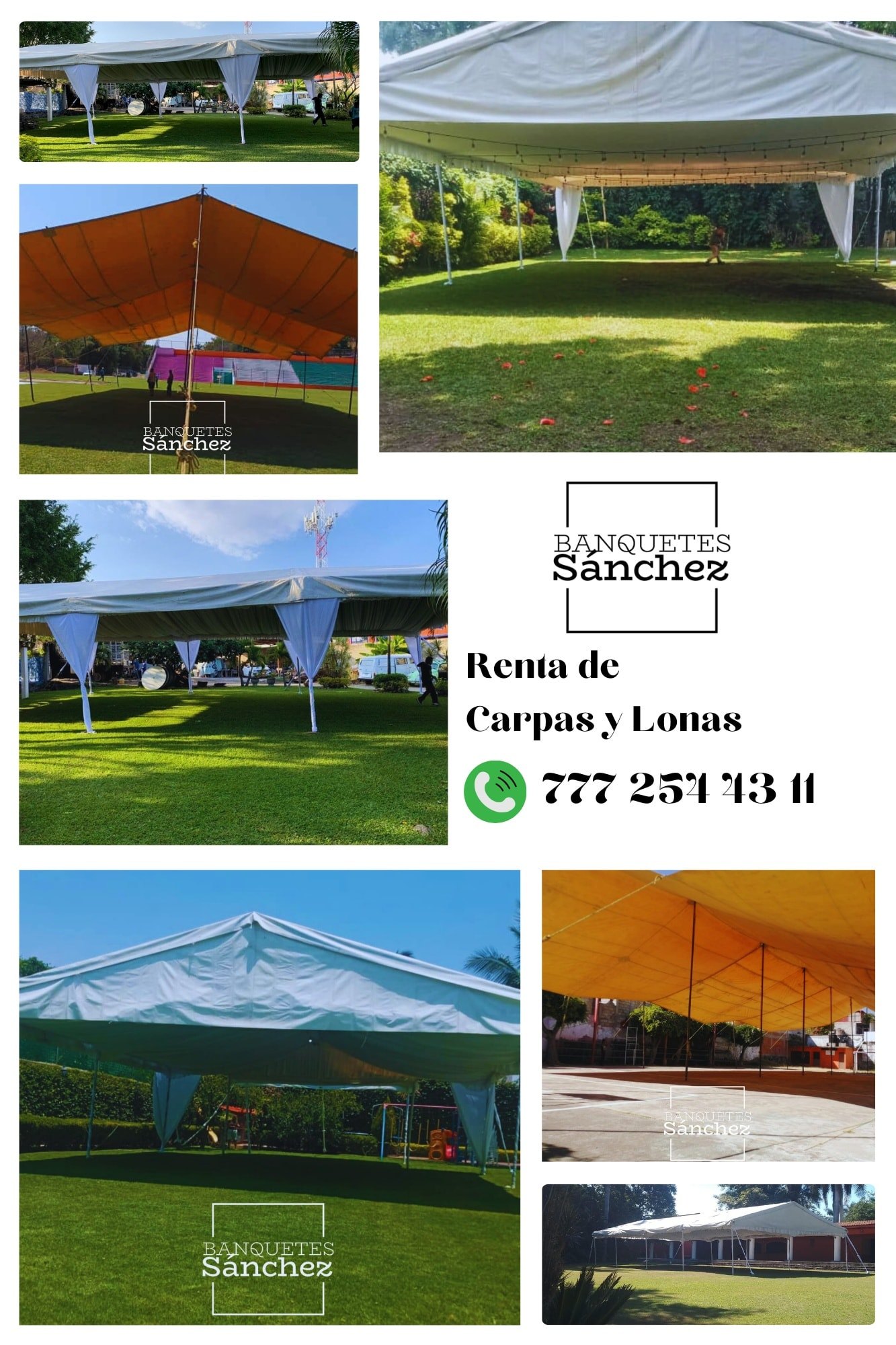 Carpas y lonas instaladas en jardín