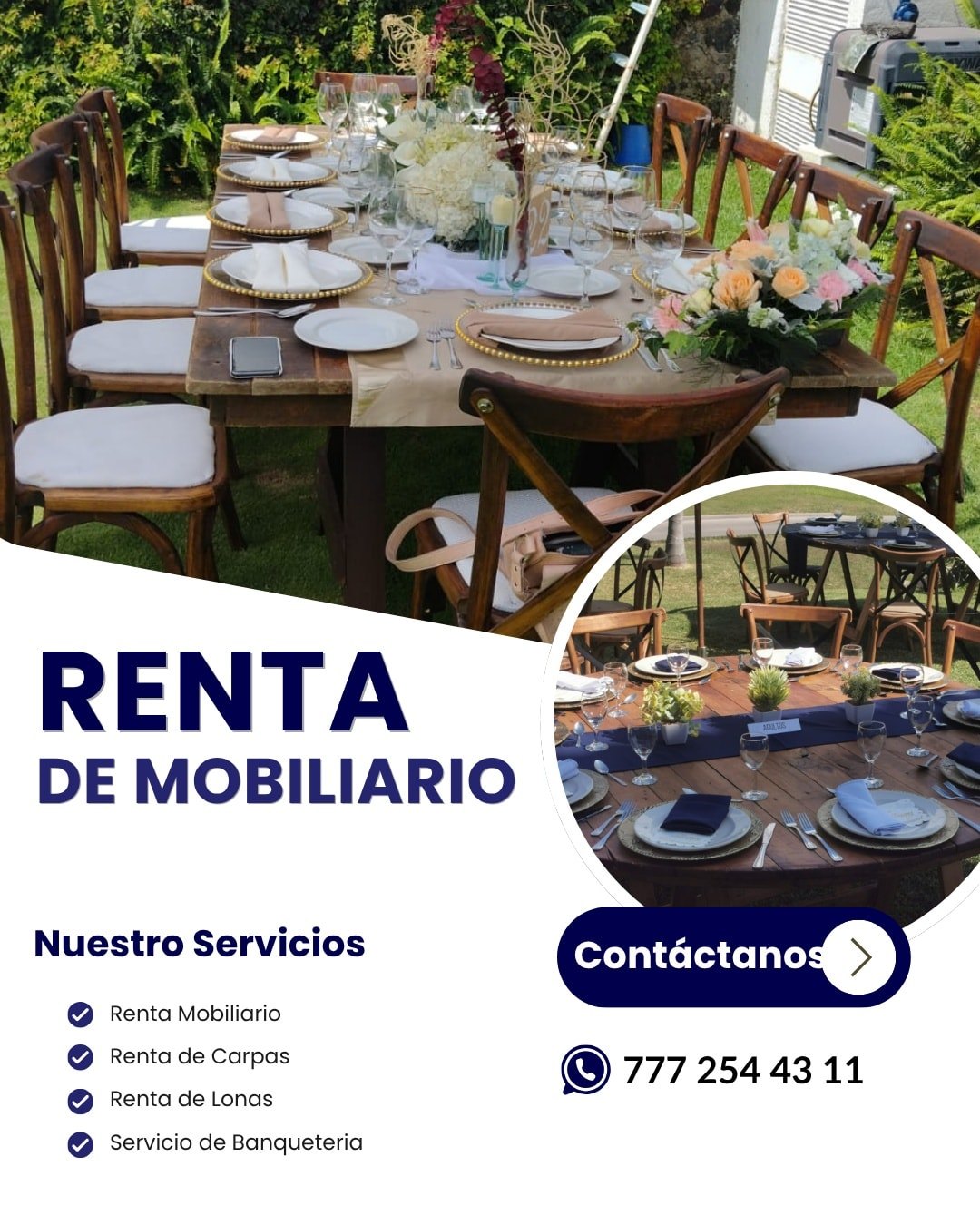 Montaje con mesa de madera en jardín